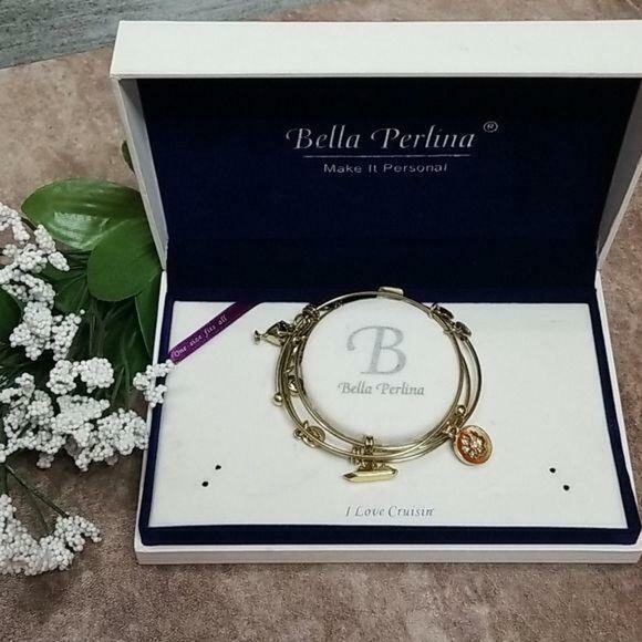 Bella Perlina ‘I Love Cruisin’ gold toned bangle charm bracelets One Size - Picture 1 of 8